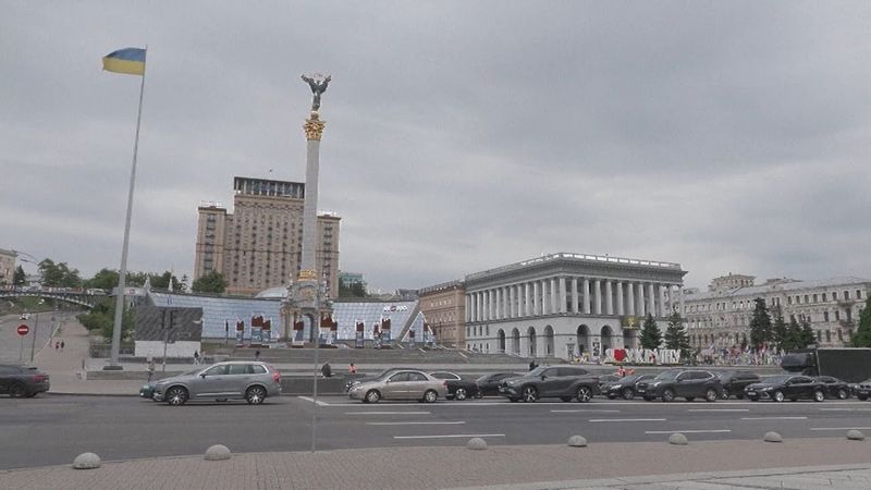Kyiv's Independence Square as Ukraine and Russia to hold talks in Turkey | AFP