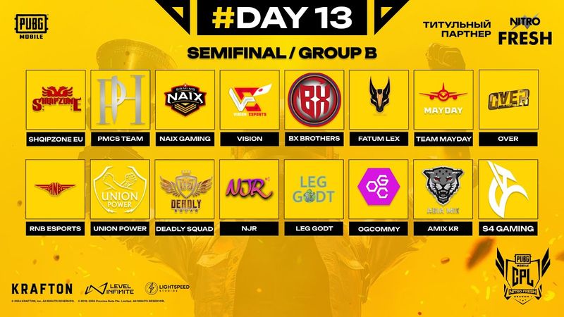 NITRO FRESH CPL PUBG MOBILE SEASON 1 | SEMIFINAL | DAY 13