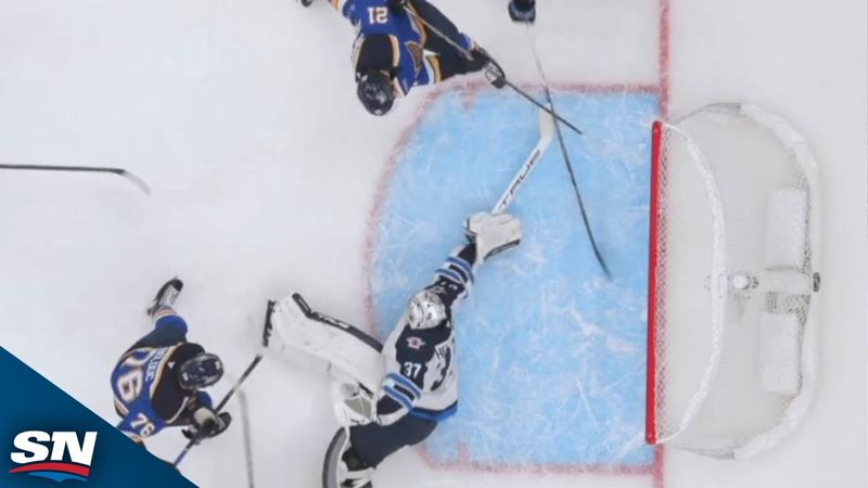 Jets' Connor Hellebuyck Makes Sprawling Save To Rob Jimmy Snuggerud With Blocker