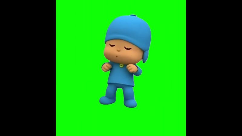 pocoyo dance green screen meme template