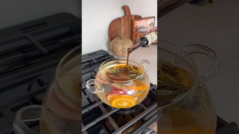 fall simmer pot 🍁 #fall #simmerpot #asmr #home #cozy #diy #fallvibes #natural #applecider #shorts