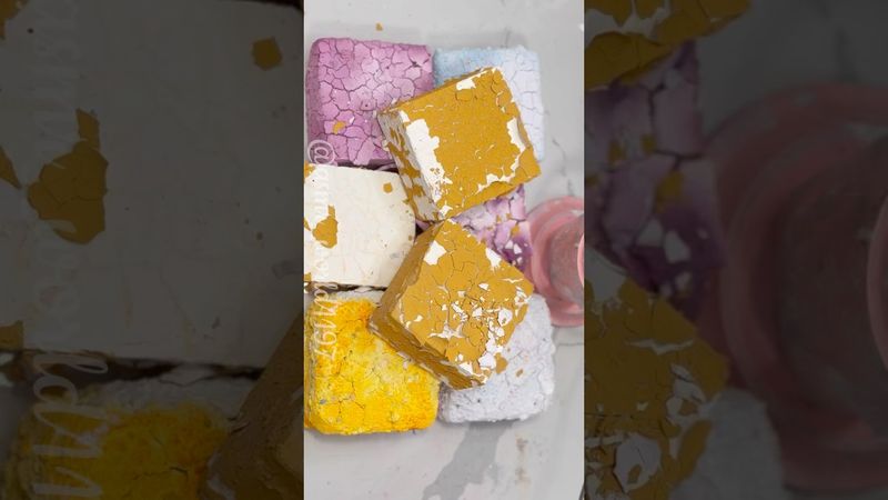 Flakey Dyed Blocks #rainbowsoap #oddlysatisfying #soap #crunchycrumbles #relax #crushingtime #asmr