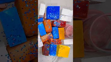 Vivid Blue Block #crushingtime #oddlysatisfying #relax #rainbowsoap #satisfying