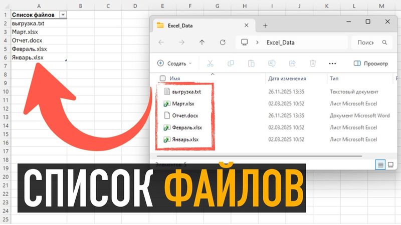 Самый простой способ получить список файлов папки в Эксель