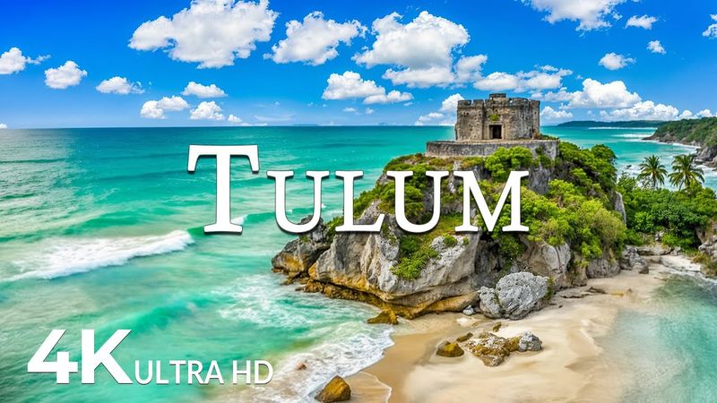 FLYING OVER TULUM (4K UHD) - Amazing Beautiful Nature Scenery with Piano Relaxing Music for Sleep