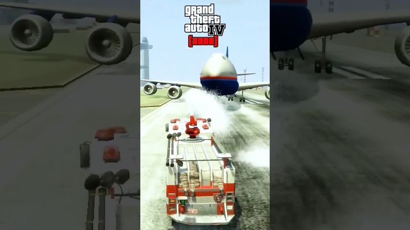 FIRETRUCK vs PLANE in Every GTA Game! #shortsfeed #shorts #gta #gta5 #gtasanandreas #gta6 #games