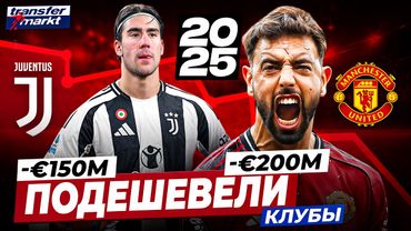САМЫЕ ПОДЕШЕВЕВШИЕ КЛУБЫ ЗА 2025-Й ГОД | МЮ, Ювентус и другие гранды