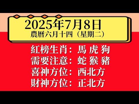 明日小運播報：2025年7月8日（星期二）農曆六月十四
