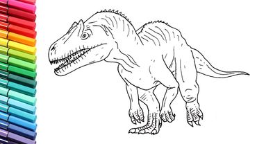 Drawing and Coloring Dinosaurs Allosaur From Jurassic World - Dino Color Pages For Kids