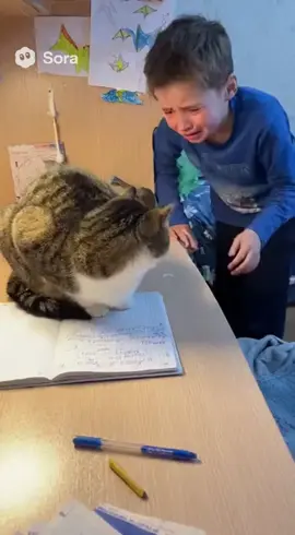 Не могу забрать тетрадь у кота, не отдает #школьник #дз #кот #sora #рек 