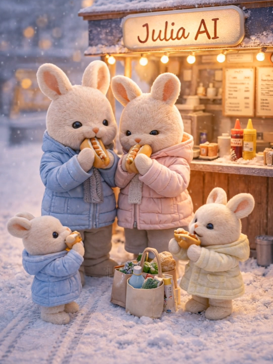 A perfect winter day, from morning to bedtime ❄️🐰 Snow outside, warm ...