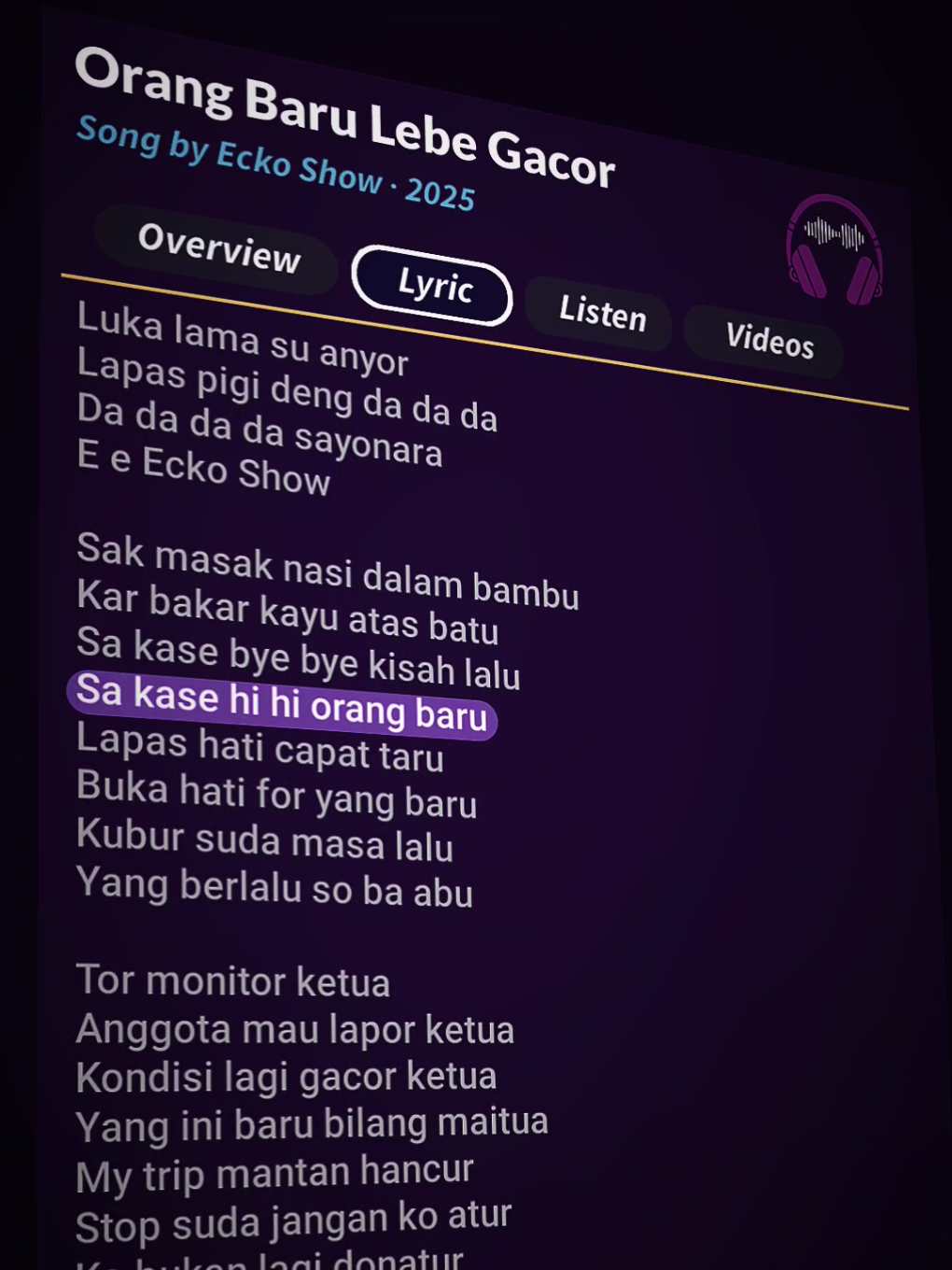 Orang baru lebe gacor🙌🎧 #tormonitorketua #lirik #liriklagu #lagutimur...