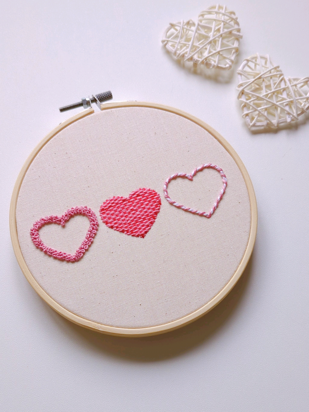 Here are three ways you can stitch a heart 🩷 #embroidery #handembroid...