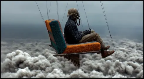 I made a #midjourney image the other day with a guy floating over clo...